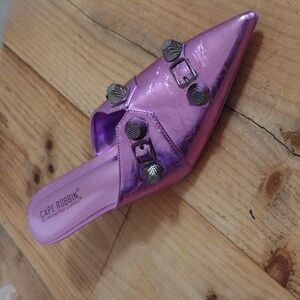 Cape Robbin Vivianly Studded Metallic Pointed Toe Barely There Heels - Lilac 9